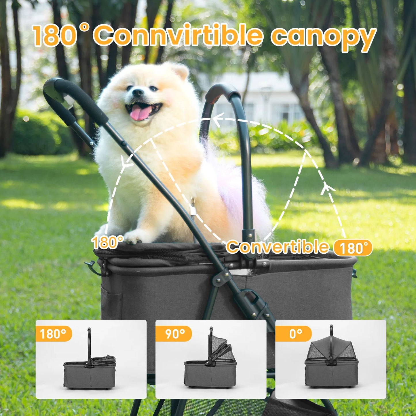 Luxury Detachable Pet Stroller- Light- Cup Holder Design Four-wheeled Universal Wheel Dog Cart- Outdoor Travel Carrying Bag