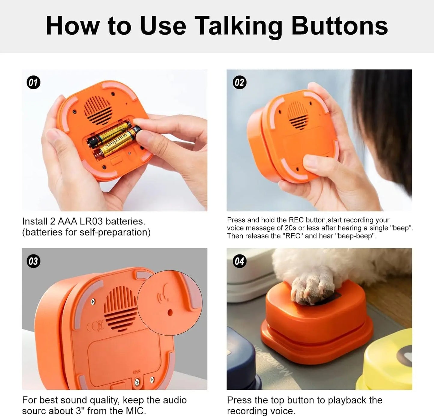 MEWOOFUN Interactive Dog Talking Buttons with Mat-Pet Communication Vocal Training- Easy To Use