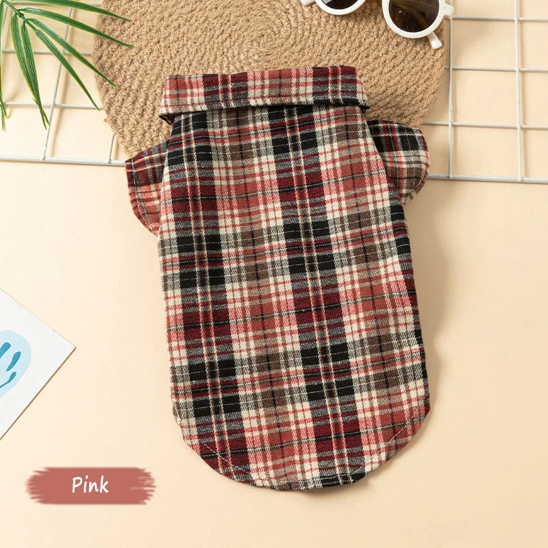 Plaid Pet Polo Shirt - Soft All-Season Holiday Outfit for Small Dogs-8 Colors-Costumes/Apparel