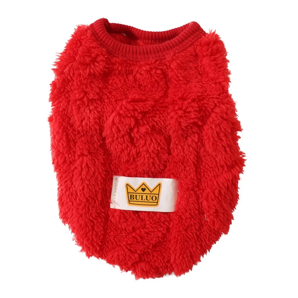 Cute Cuddly Solid Wavy Double-sided Warm Sweater -Autumn Winter -Fleece Pullover Pet Clothes for Small Medium Dogs