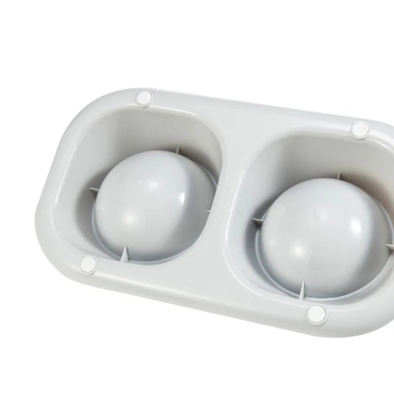 Stainless Steel Double Dog Bowl- Food Container- Plastic Non-slip Base- Pet Water Feeder- Tilt- Safeguards Dogs Neck