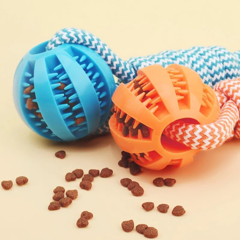 Durable Braided Rope Pet Chew Toy Ball - Dental Cleaning & Treat Dispenser- Fetch & Tug Play for Small/Medium Dogs-Dog Toys