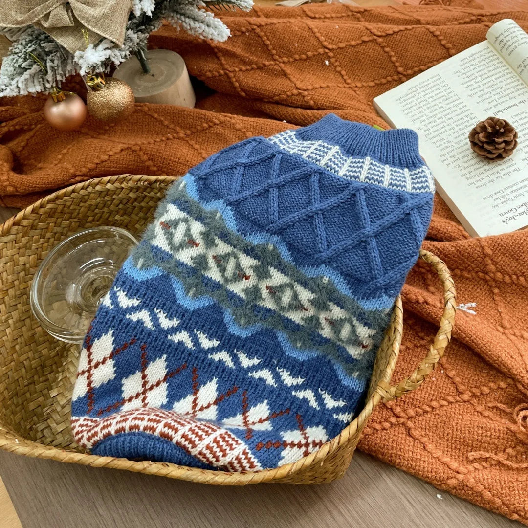 Warm Autumn and Winter Pet Clothes -Small Dog Sweaters -Korean Pink Green Knitted Sweater -Simple Fabric -Soft -Comfortable