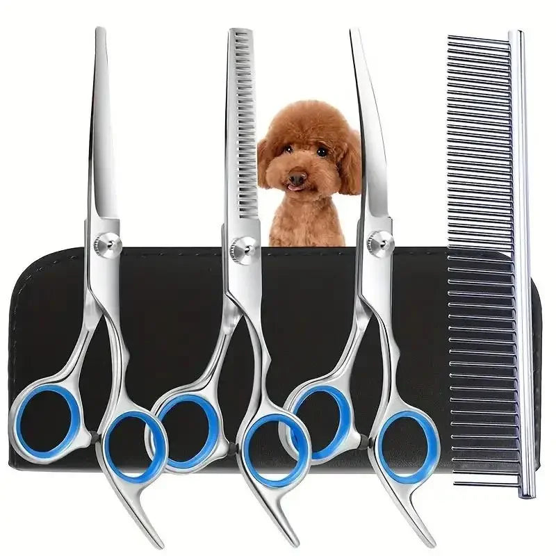 Ambidextrous Pet Safe Scissors- Stainless Steel Dog Grooming Shears with round Head for Precision Trimming-Pet Grooming
