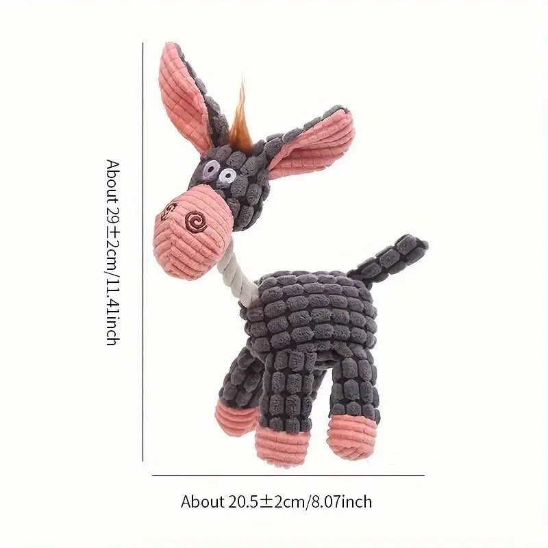 Plush Squeaky Dog/Puppy Chew Toys- Interactive- Teething Training Dog Toys- Cute Donkey Design-Dog Toys