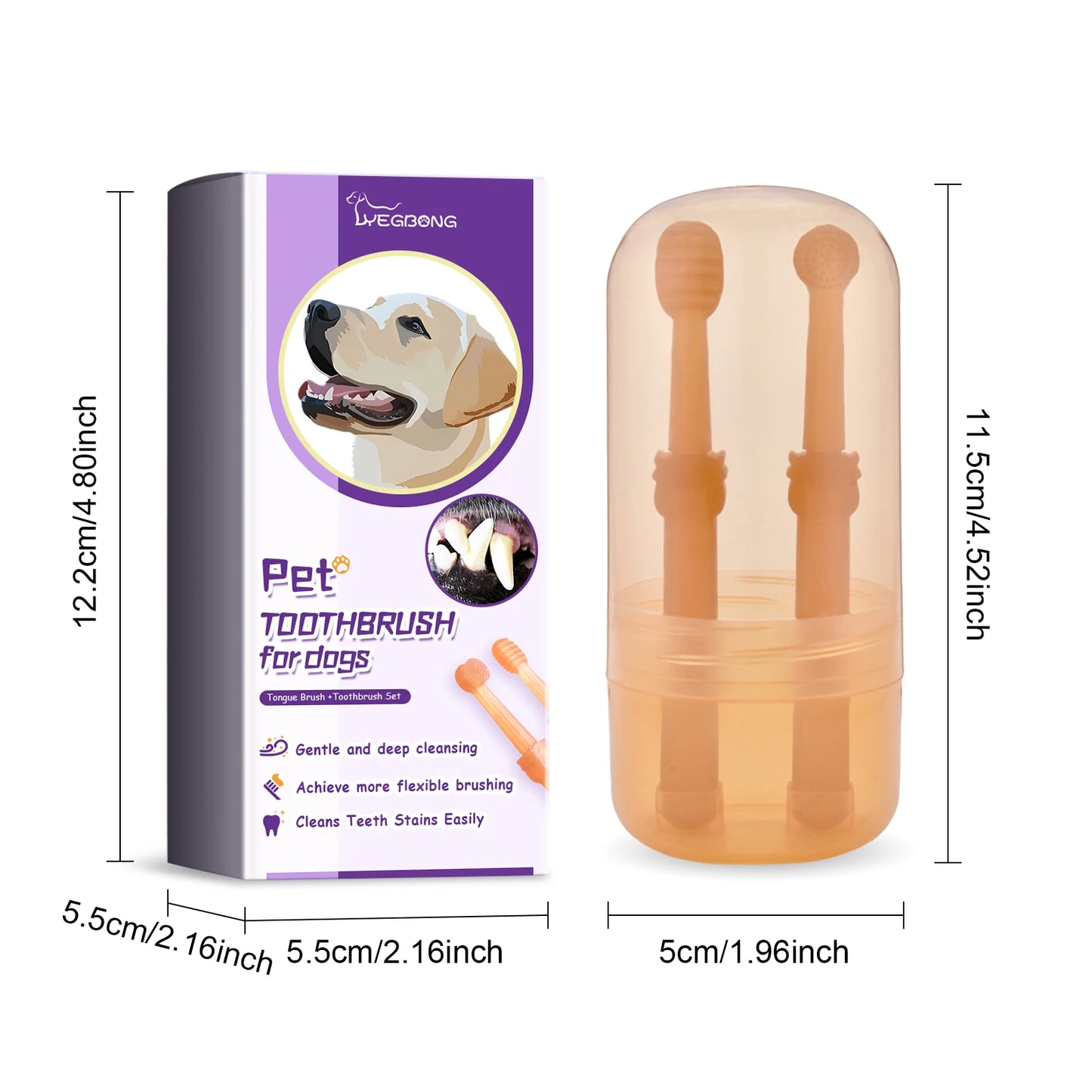 Yegbong mini Pet Tongue Brush + Toothbrush Silicone 2 Sets, Cats And Dogs Pet Oral Cleaning Health Care, Soft and won't Hurt Teeth