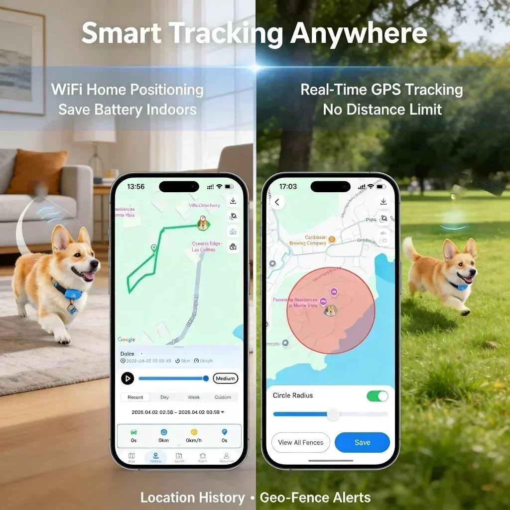GPS Pet Tracker 4G for Dogs & Cats -Built-in SIM with Real-Time Tracking- WiFi Home Positioning- IP67 Waterproof- Plan Required-Pet Accessories