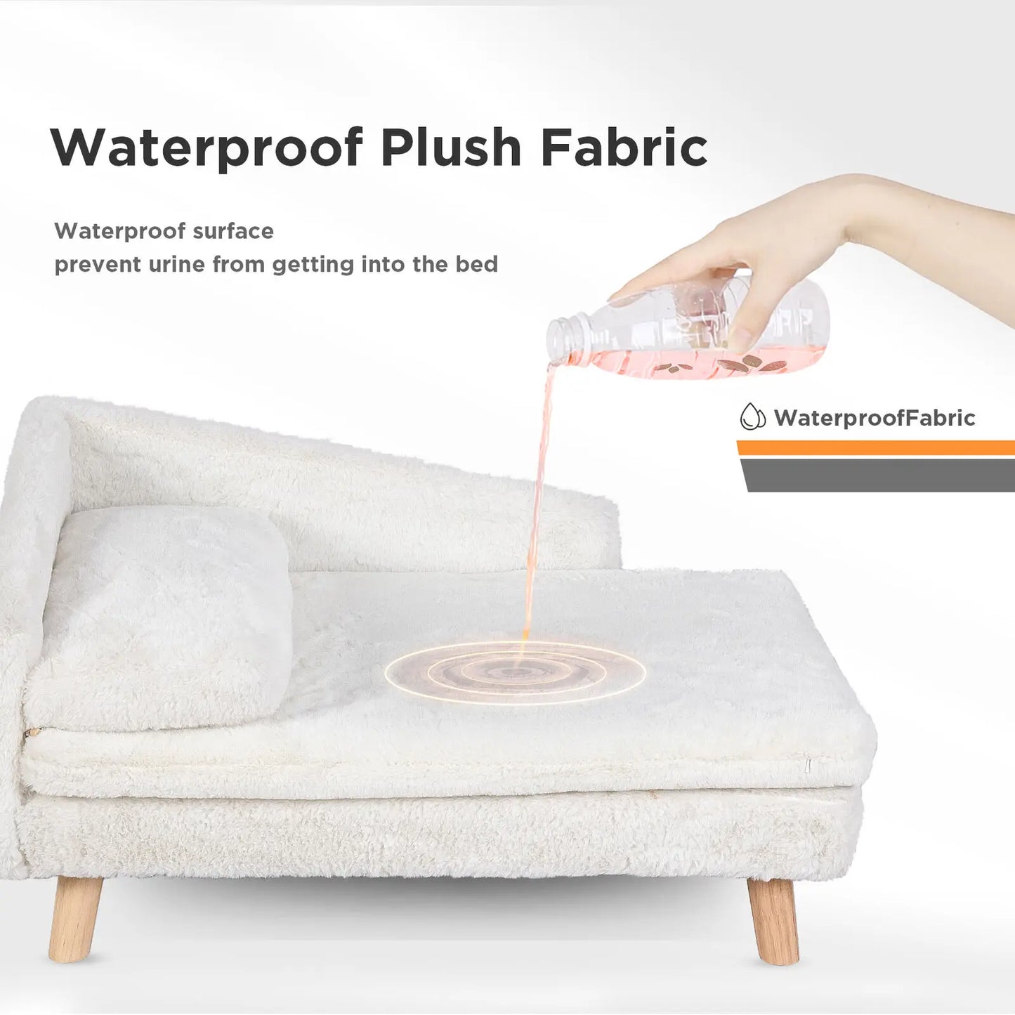Elevated Pet Bed- Solid Wood Legs- Dog Sofa for Indoor-  L Shape Plush Couch Lounge with Soft Cushion