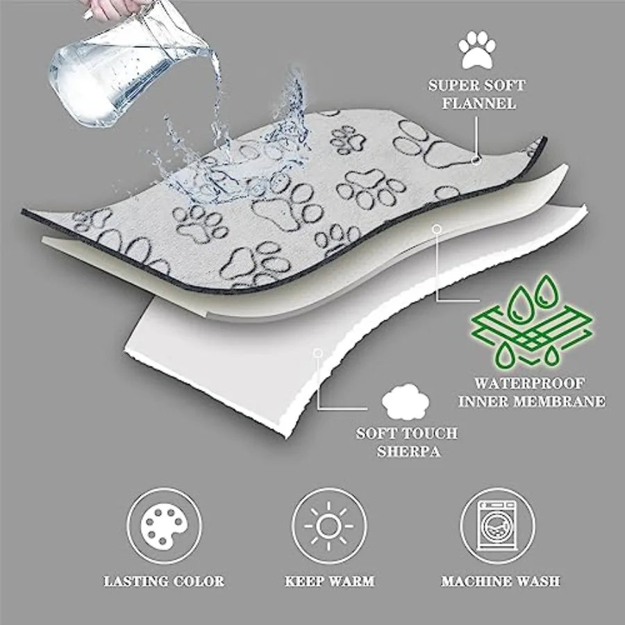 Waterproof Washable Sherpa Fleece Reversible Dog Blanket for Small Dogs- Soft -Plush Blanket-Beds & Blankets