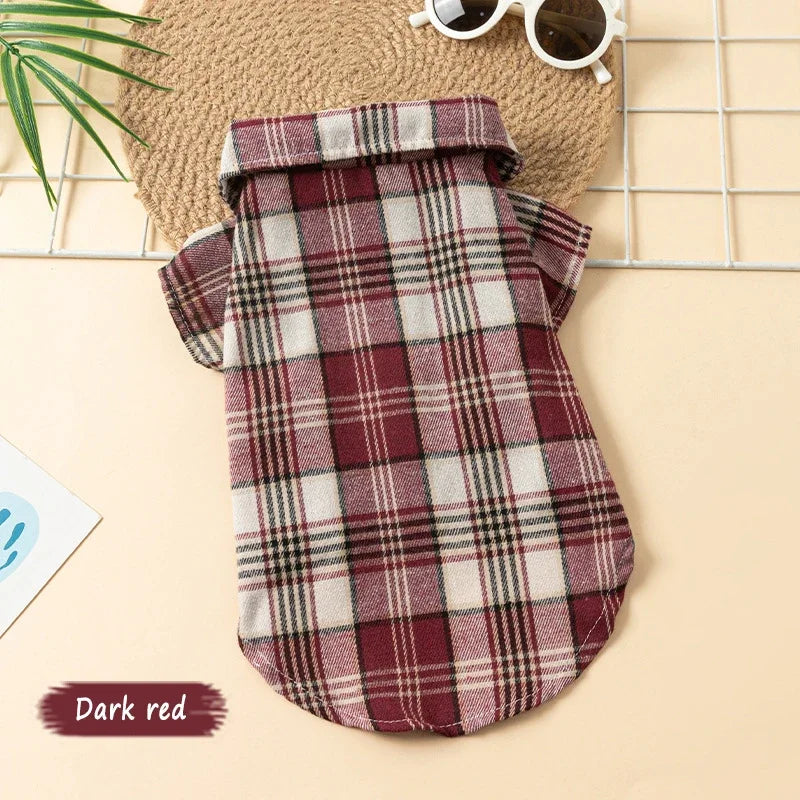 Plaid Pet Polo Shirt - Soft All-Season Holiday Outfit for Small Dogs-8 Colors-Costumes/Apparel