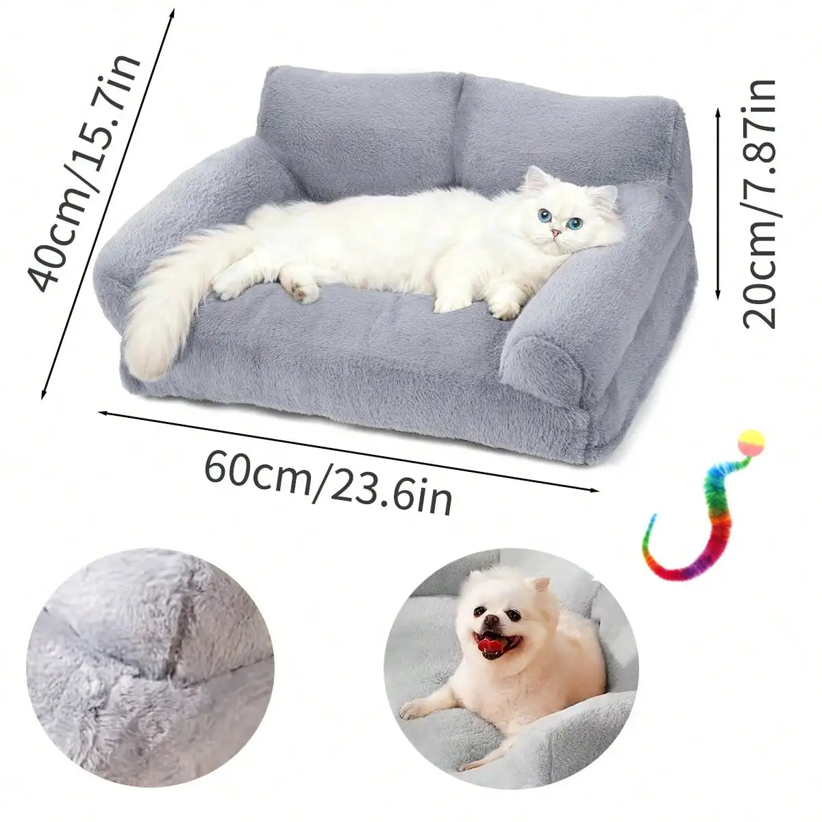 Dog Sofa- Supportive Bed For Small Dogs With Colorful Elastic Balls For Playing- Featuring A Removable/Washable Cover- Non-Slip Bottom-Beds & Blankets