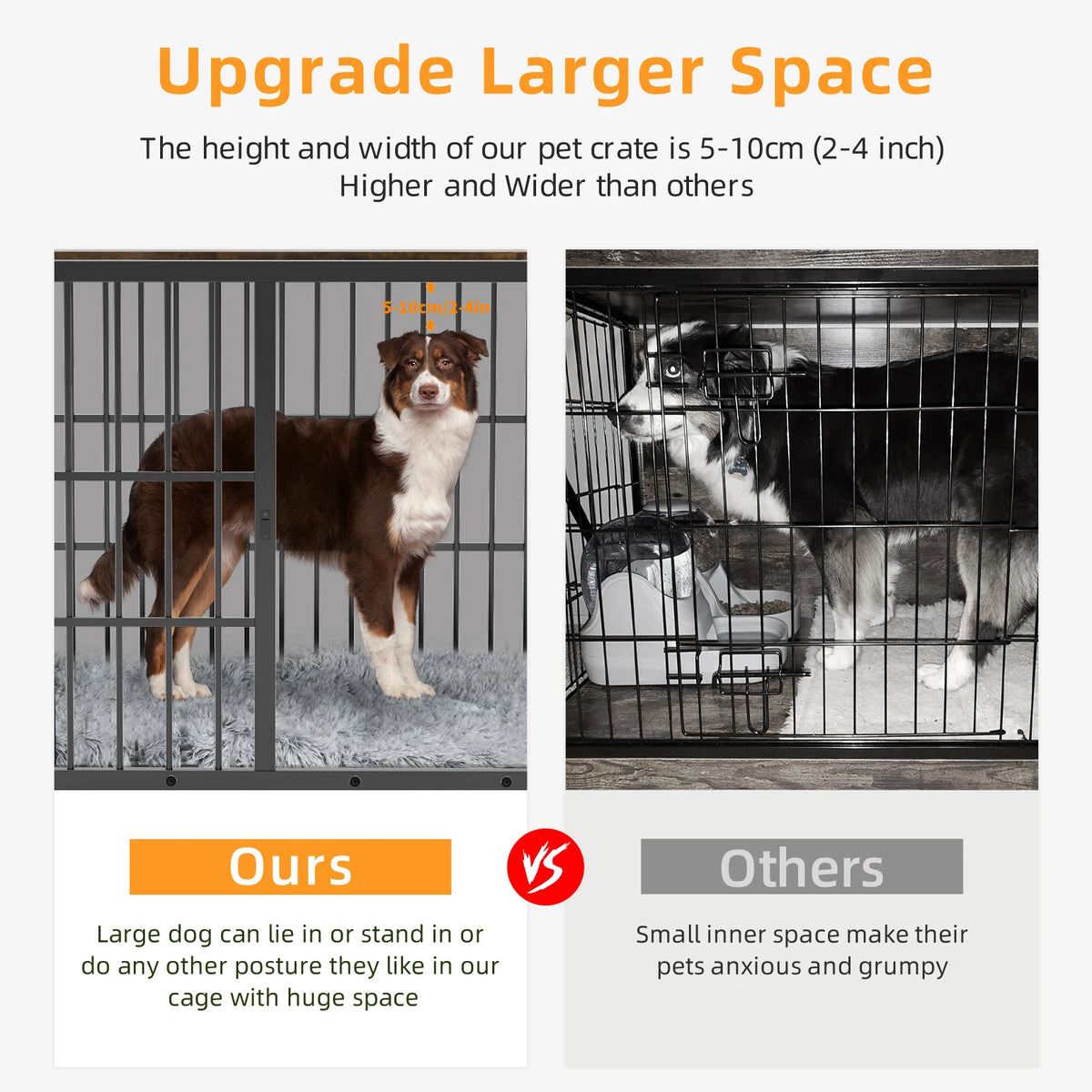 Wooden Dog Crate Furniture w/Metal Frame- Indoor Dog Kennel End Table- Stylish-3 Doors- Removable Tray-Crates