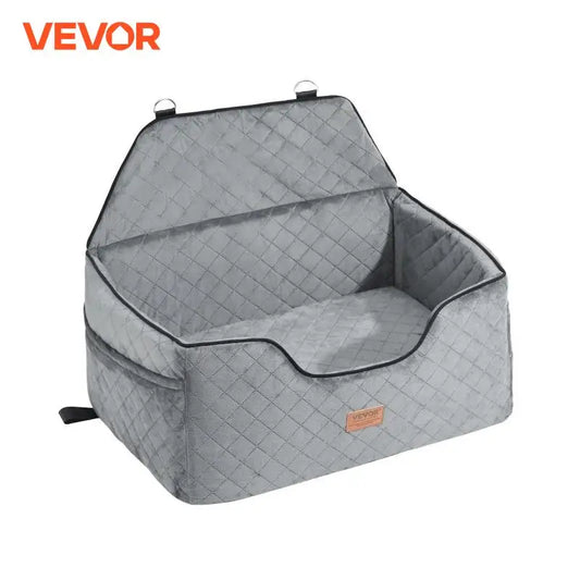 Dog Car Seat- Dog Booster Seat for Car with A Storage Pocket- Sponge Filling Car Bed for Medium Dogs- Gray