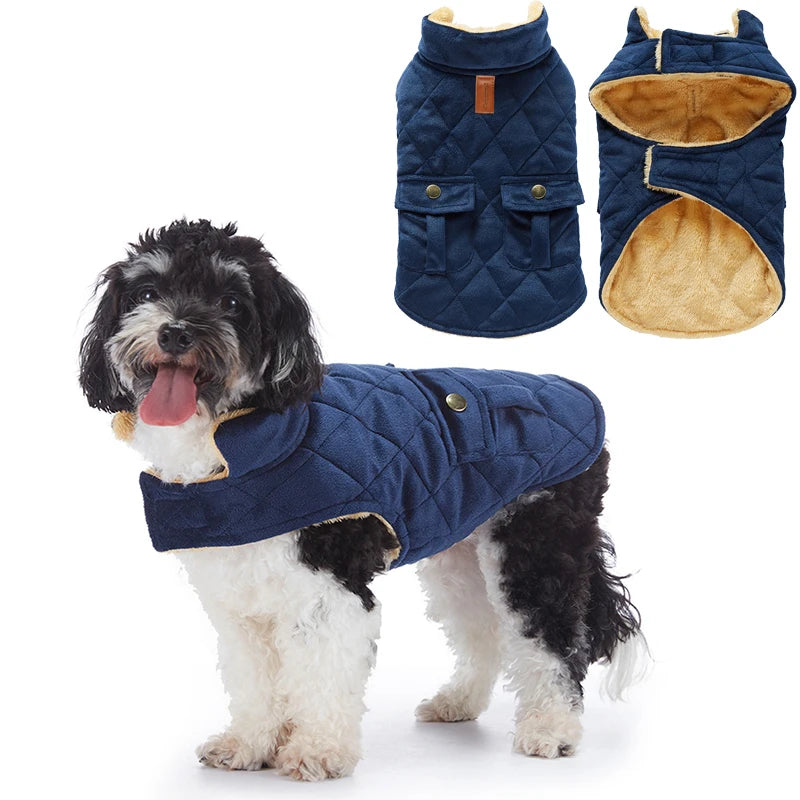 Soft Winter Warm Plush Jackets for Dogs- Thickness -Double Pockets -Fashionable- Dog Coats Puppy Clothes for SML Dogs-Costumes/Apparel