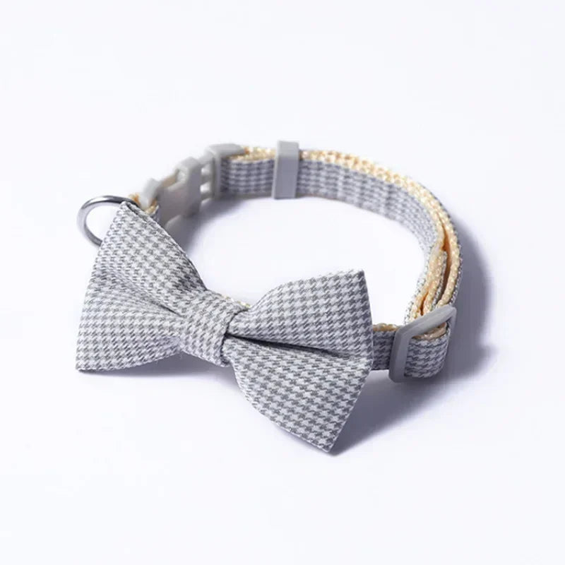 Plaid Bow Tie Collar- Adjustable Neck Collar For Small Dogs -Costume/Apparel