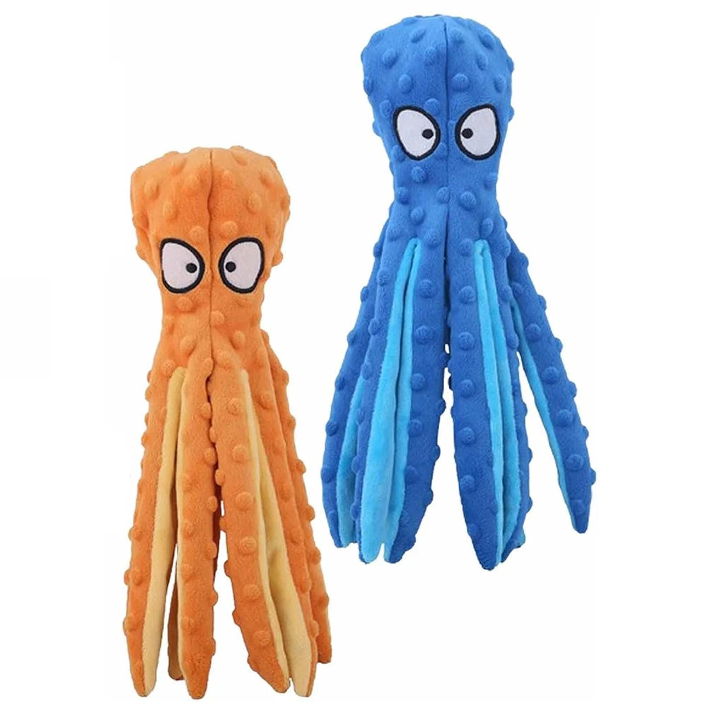 2 Pcs Octopus Dog Toy- No Stuffing Squeaky Plush Toy- Bite Resistant- Interactive Chew Toy for Small Medium Dogs-Dog Toys