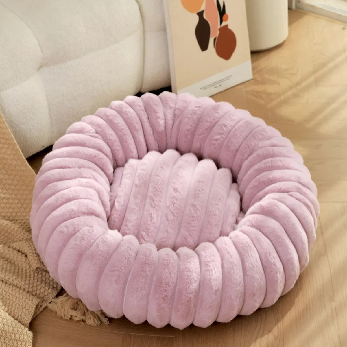40-70cm Round Pet Bed for Dog-Super Soft Long Plush Dog Bed-House for Medium Dogs-Beds & Blankets