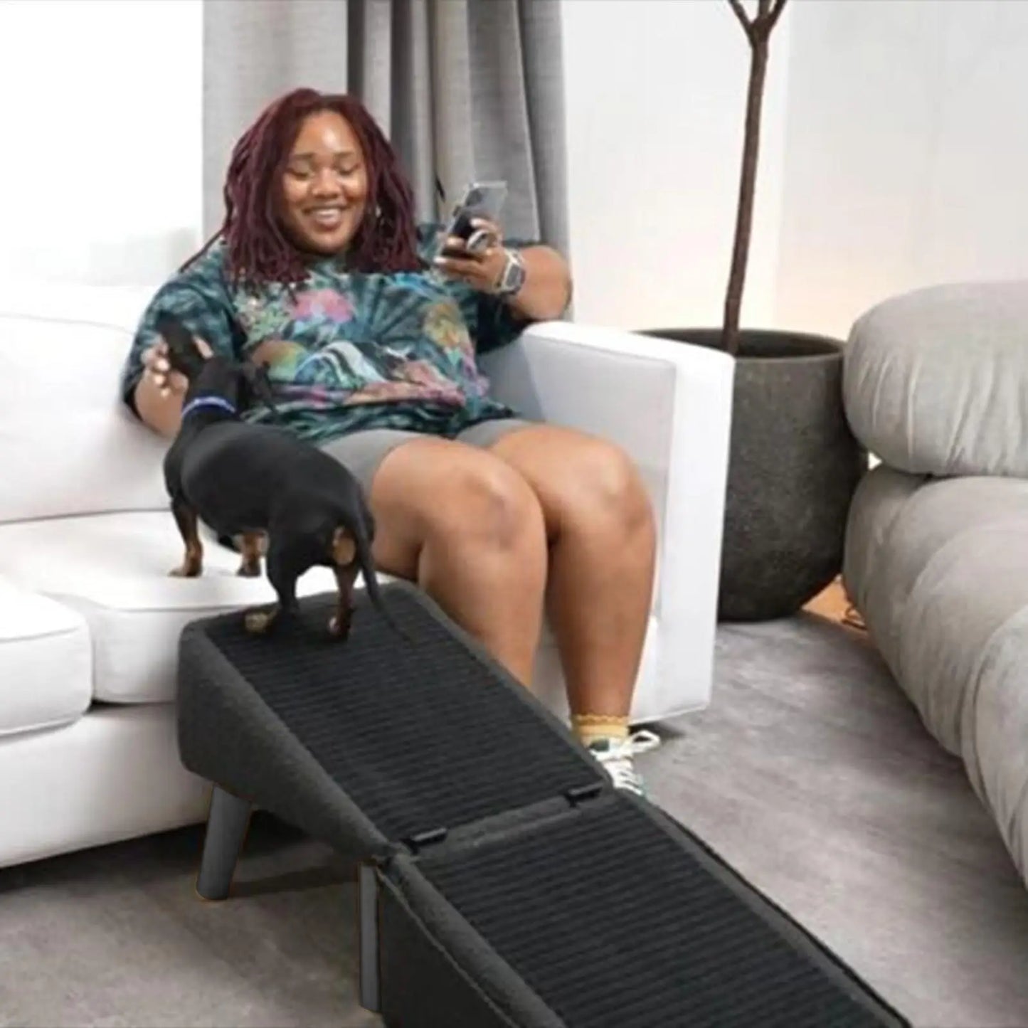Dog Ramp-Foldable Dog Vehicle Stairs- Footrest Stool for Small Breeds-Non-Slip Ramp-Pet Stairs