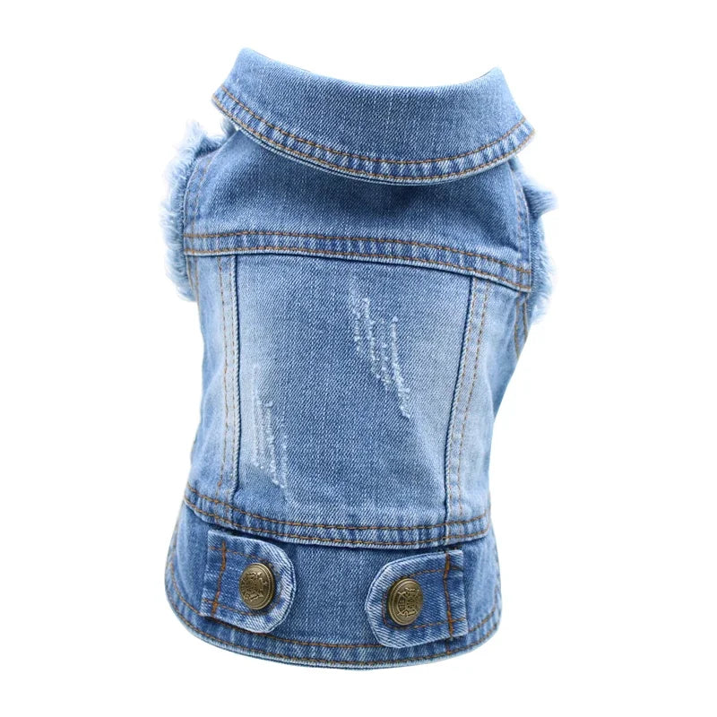 Retro Designer Dog Jeans Jackets Vest for Small Dogs- Handsome Denim Jacket- Durable- Sizes XS-XXL-Costumes/Apparel