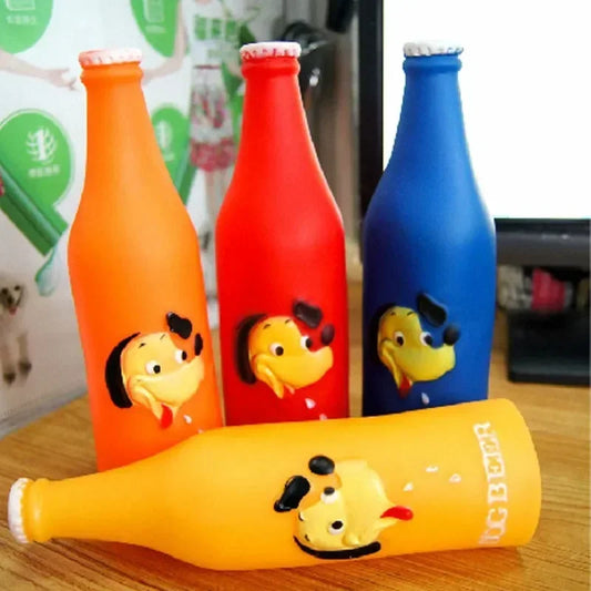 New Squeaky Dog Toys- Silicone Beer Bottles- Chew Toys for Dogs