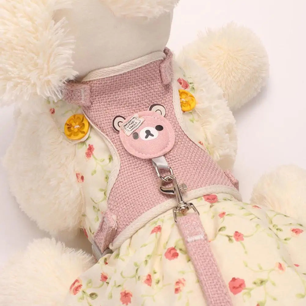 Lovely Small Dog Vest Chest Strap Harness Leash- Collar/Leashes
