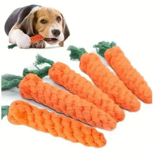 Dog Toy Simulation Knot Carrot Toy-Cotton Rope- Durable- Braided Chew Toy- Puppy Cleaning Teeth- Bite Resistant-Dog Toys