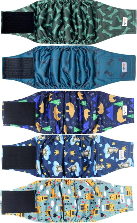 5 Pack Male Dog Diapers- High Absorbing Belly Bands for Incontinence or Training-Sizes XS-XXL-Pet Grooming