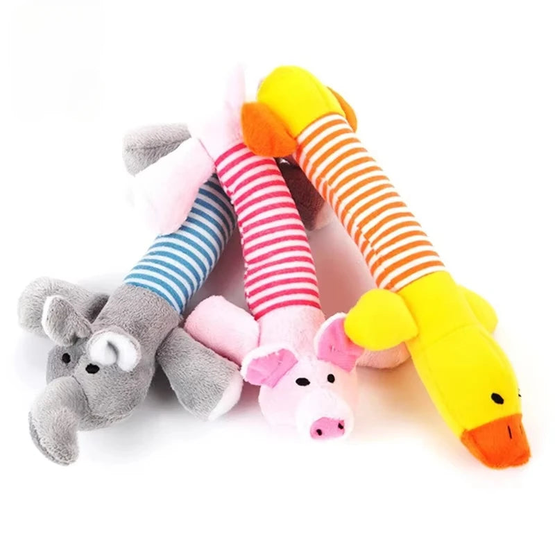 Animals Shape Plush Dog Toy- Bite Resistant-Squeaky Toys for Small Dogs- Interactive Chew-Dog Toys