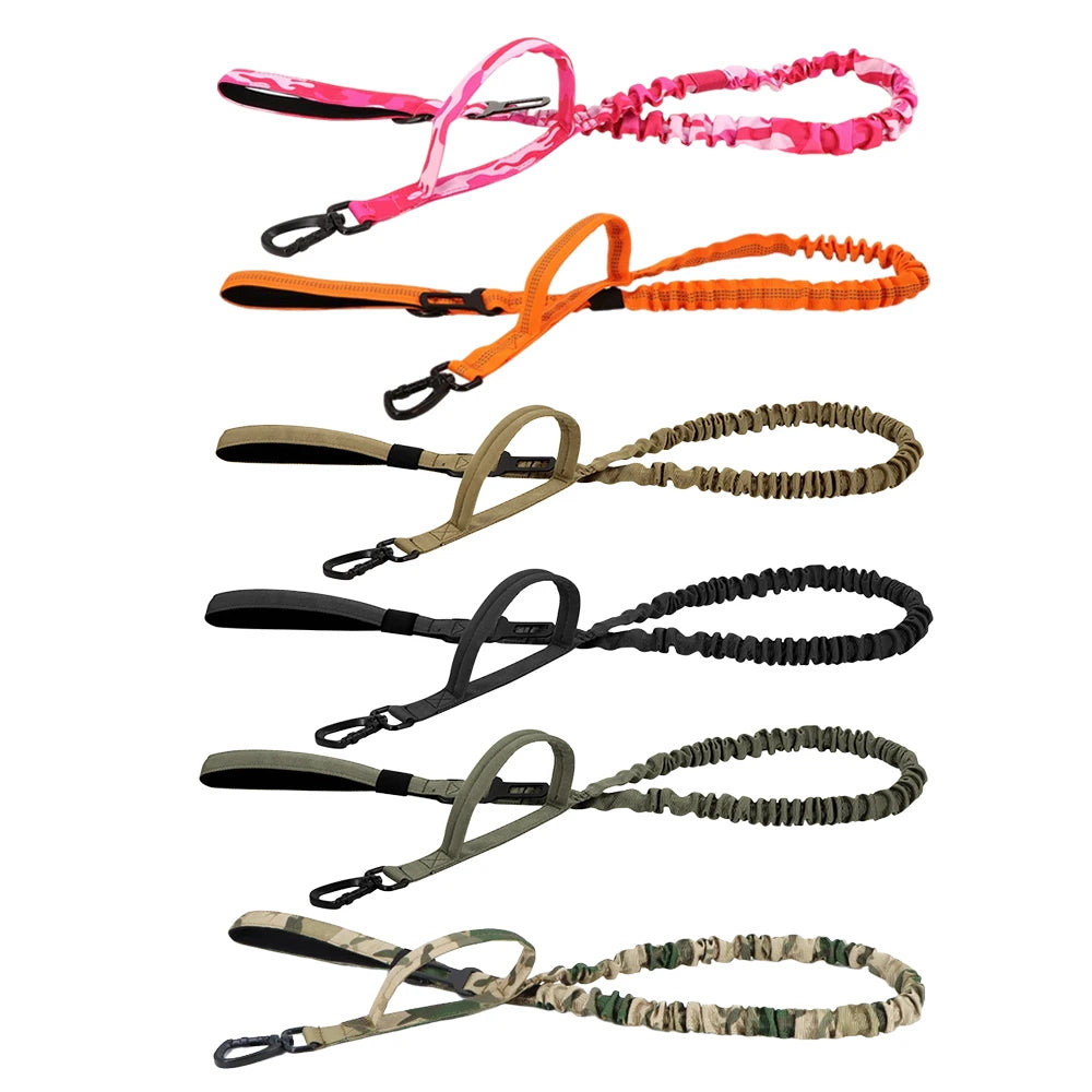 Military Dog Leashes- Adjustable Leash- Quick Release Elastic Rope With 2 Control Handle For Small/Medium Dogs-Collars/Leashes