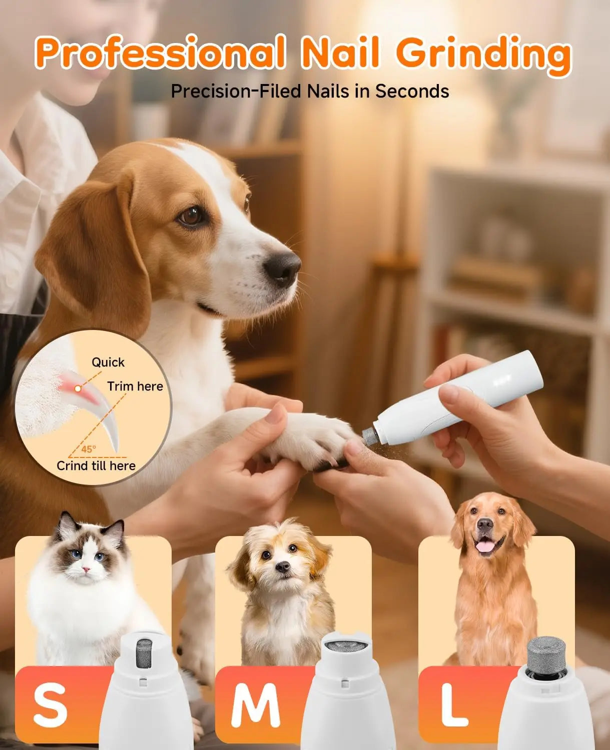 14 in 1 Cordless Dog Grooming Kit with Quiet Nail Grinder & Hair Clippers-Pet Grooming