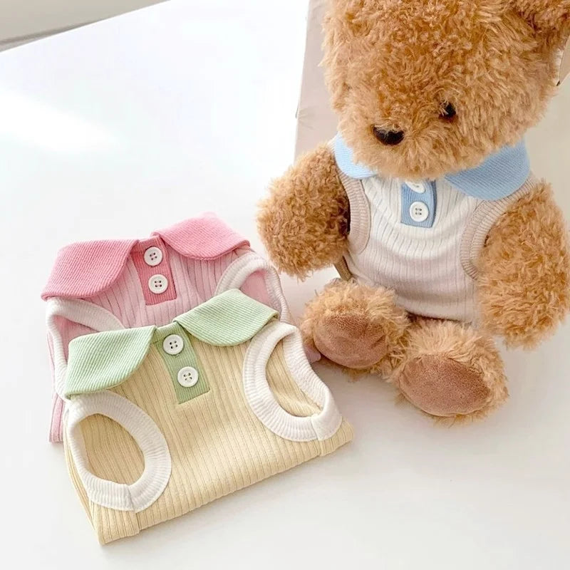 Summer Pet Dog Polo Shirt- Breathable Dog Clothes- Vest -Cute- Solid Shirt- Soft -Sizes XS-XXL- Costumes/Apparel