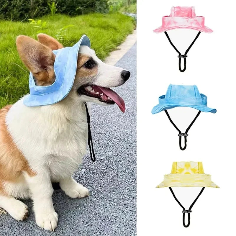 Pets Hat with Ear Holes- Adjustable Baseball Cap for SML Size Dogs- Summer Sun Cap- Costume/Apparel