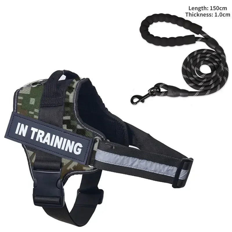 Dog Collar Harness ID Custom Patch-Reflective- Breathable No Pull Vest- Sizes XS to 2XL-Collars/Leashes