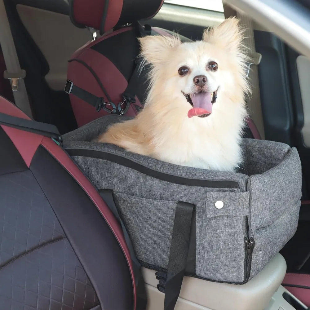 Center Console Dog Car Seat for Small Dogs Up to 12 lbs- Detachable Armrest -Pet Car Seat,