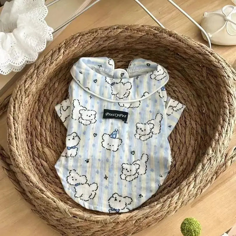 Anti-Loss Pet Sleepwear- Thin Layer Pajamas- Cotton Korean- Adorable-Sizes XS-XL-Costume/Apparel