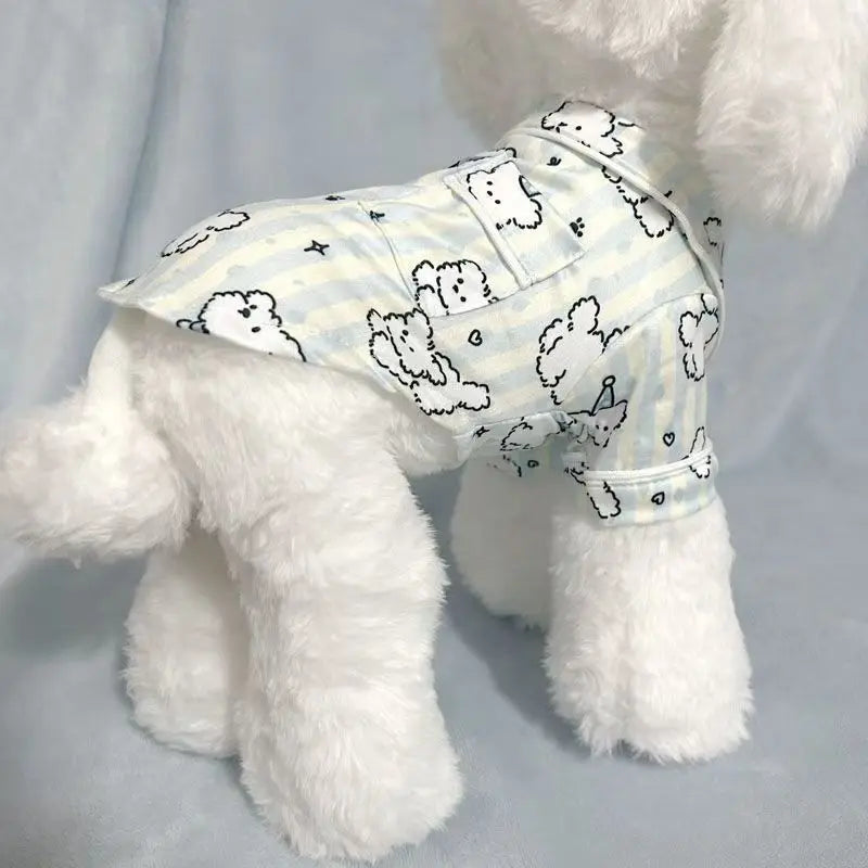 Anti-Loss Pet Sleepwear- Thin Layer Pajamas- Cotton Korean- Adorable-Sizes XS-XL-Costume/Apparel