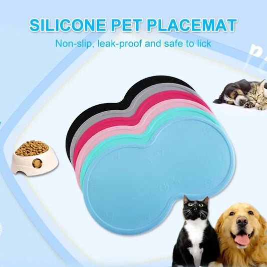 48*27cm Pet Dog Puppy Feeding Mat Pad Cute Cloud Shape Silicone Dish Bowl