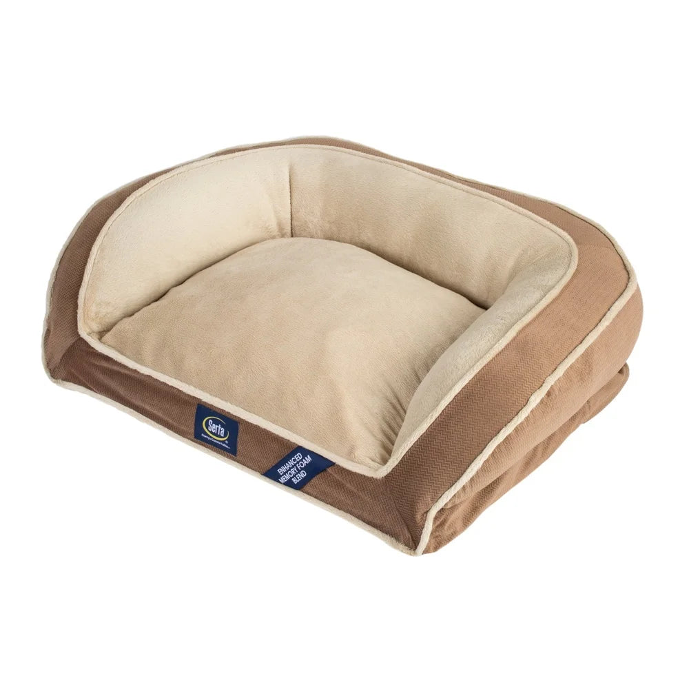 Pedic Memory Foam Mini Couch Dog Bed in Brown -Small