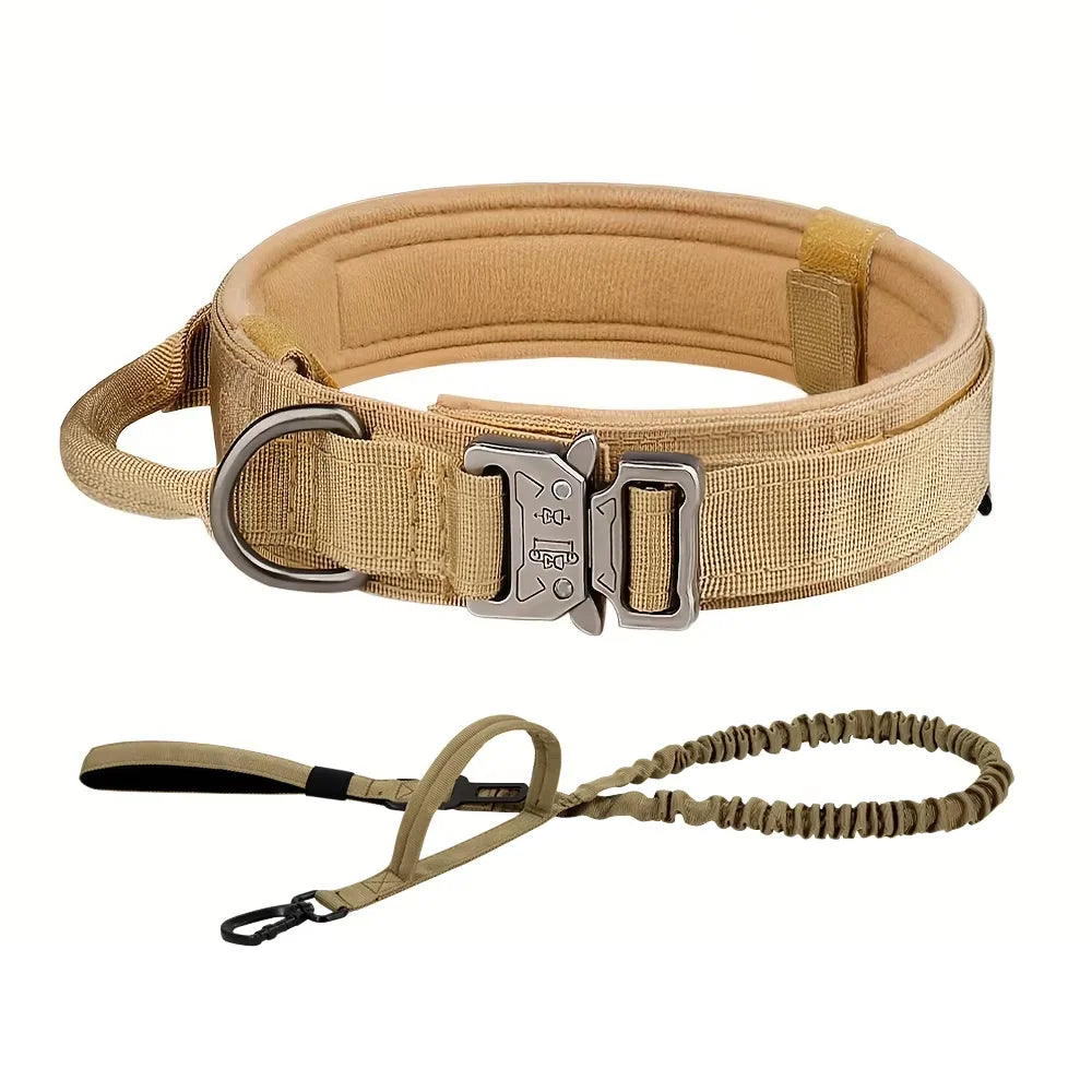 Dog Training Collar- Adjustable Tactical Dog Collar/ Leash Set- Control Handle-Sizes M to XL Dogs-Collars/Leashes