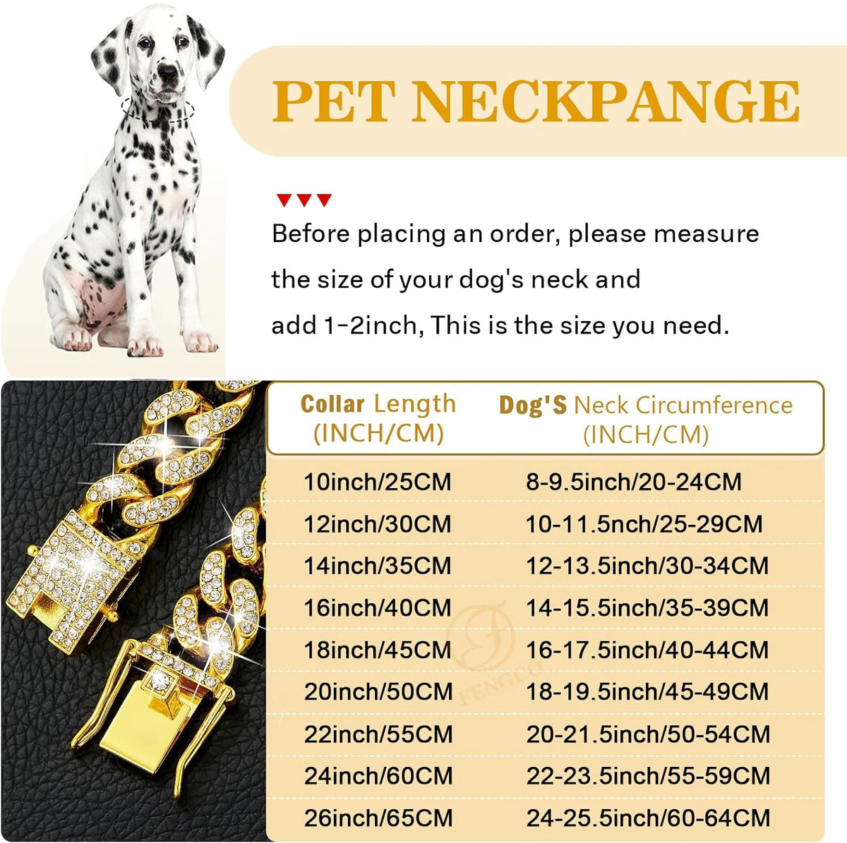 Dog Chain Collar- Luxury Gold Pet Metal Chain Collar-Sizes SML-Collars/Leashes