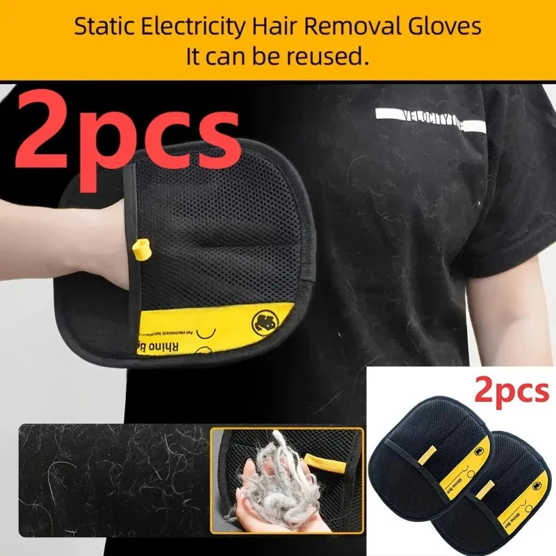 Hair Removal Gloves-2 pc-Double-Sided Brushes- Anti-Shedding Grooming Gloves- Hair Control Care Tools-Pet Grooming