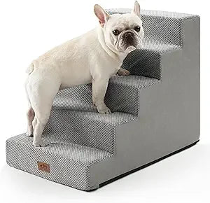 Dog Stairs for Small Dogs, 5 Tier Wider Pet Stairs for High Places, 23.6" H- Non-Slip Dog Steps for Old Cats, Puppies, Small Medium