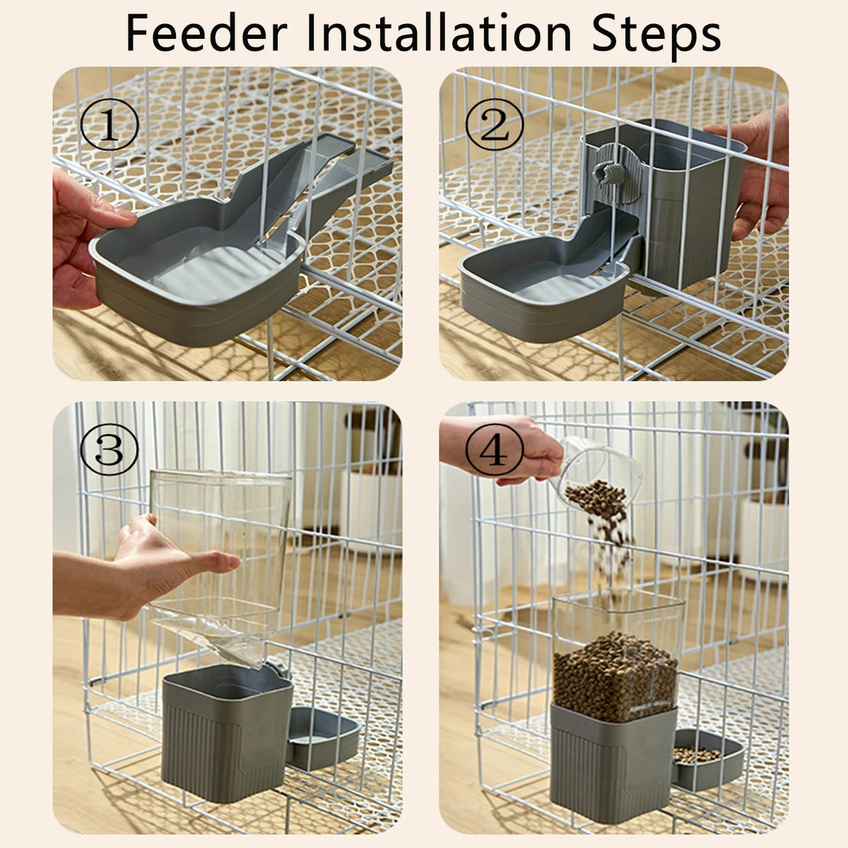 Automatic Pet Feeder/ Waterer Hanging Cage Bowls-Suitable for Small Puppy Dogs Food Container Dispenser Bowl-Pet Bowls/Feeding