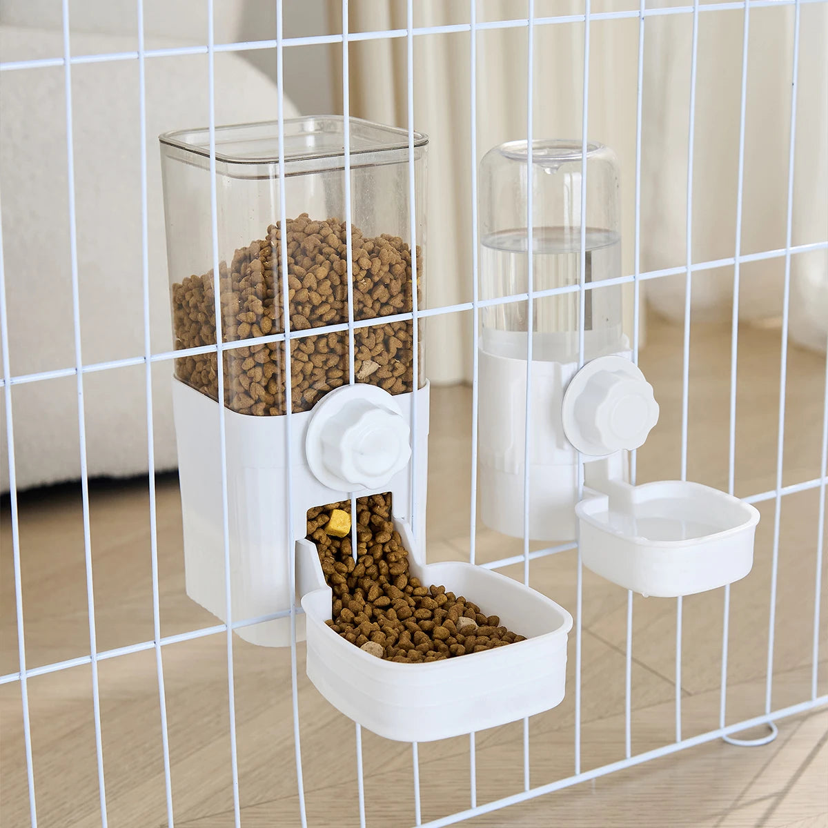 Automatic Pet Feeder/ Waterer Hanging Cage Bowls-Suitable for Small Puppy Dogs Food Container Dispenser Bowl-Pet Bowls/Feeding