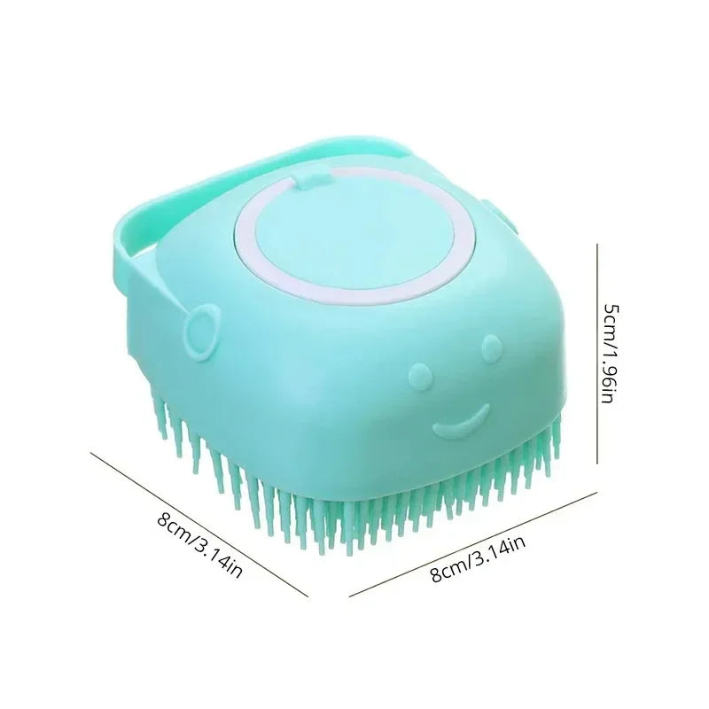 Pet Dog Shampoo Brush- 2.7oz 80ml Massage Comb Grooming Scrubber for Bathing Short Hair- Soft Silicone Rubber