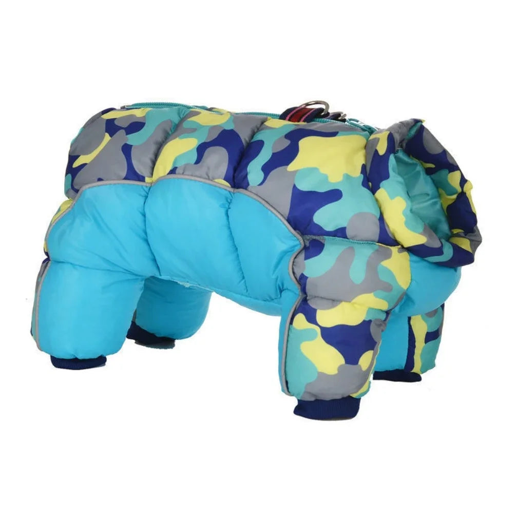 Warm Full Body Fleece  Jacket- Dog Winter 4-Leg Puffer Coat- Reflective -Turtleneck Dog Snow Jacket