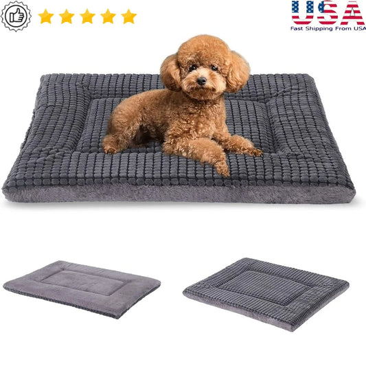 Reversible Dog Bed Mat-Soft Memory Foam- Washable- Pet Cushion Crate Pad- Durable Comfortable Sleeping Mattress- Small Medium Dogs