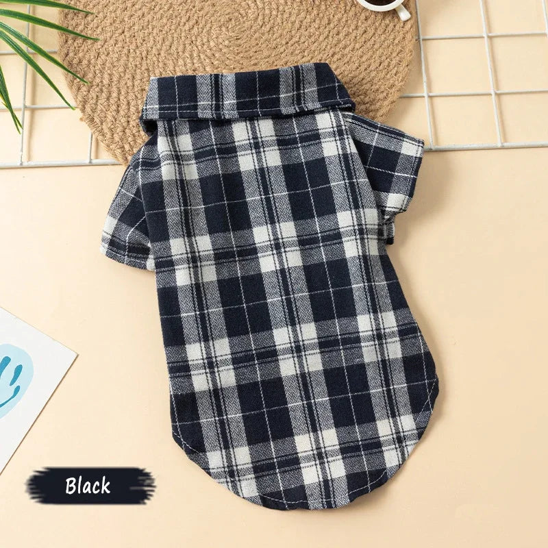Plaid Pet Polo Shirt - Soft All-Season Holiday Outfit for Small Dogs-8 Colors-Costumes/Apparel