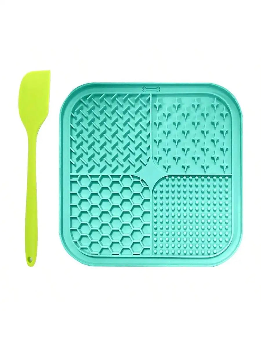 1pc Silicone Pet Slow Food Bowl Mat-For Dogs or Cats- Anti-Choking- Licking Pad With Suction Cup Design-Pet Bowls/Feeding