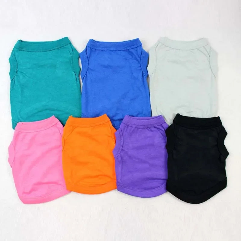 Pure Cotton Dog Vest Shirts- sizes  XS-3XL- Soft Thin T-Shirt-Costumes/Apparel
